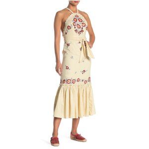 Free People, Chrysanthemum Kiss Embroidered Maxi Dress, Ecru Combo